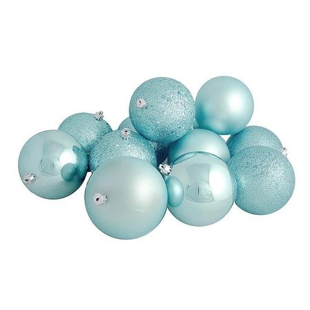 NORTHLIGHT SEASONAL Northlight Seasonal 31753480 Shatterproof Mermaid Blue 4-Finish Christmas Ball Ornaments 31753480